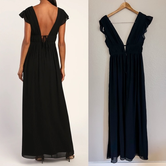 NWOT I’m All Yours Black Ruffled Maxi Dress - Picture 3 of 7